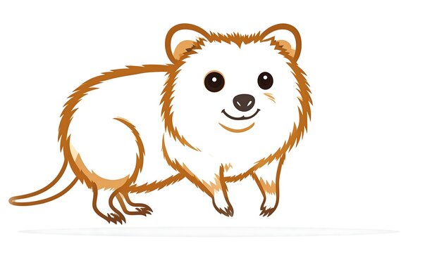 Cute cartoon dog with curly tail and happy expression.