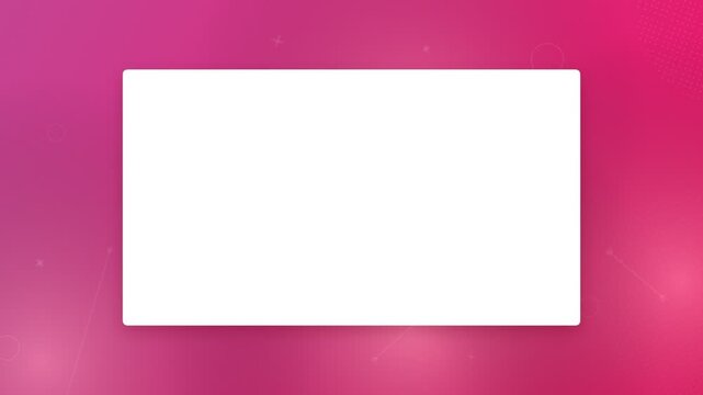 White blank frame on a pink gradient background with geometric elements