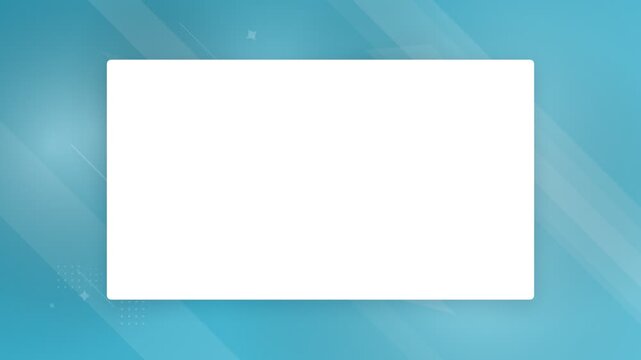 White rectangular placeholder on blue abstract geometric background loop