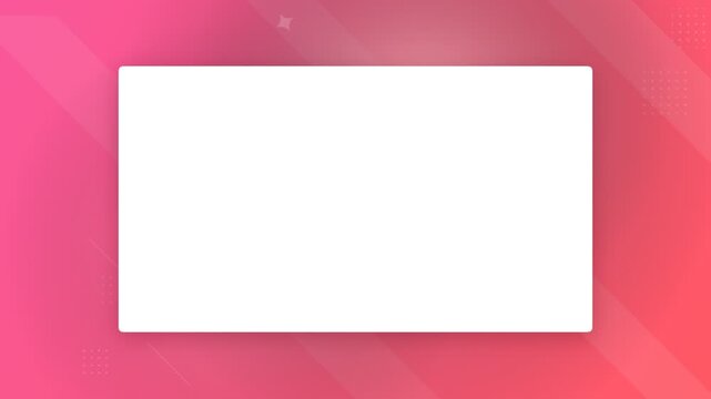 White rectangular mockup frame on a pink abstract geometric motion background