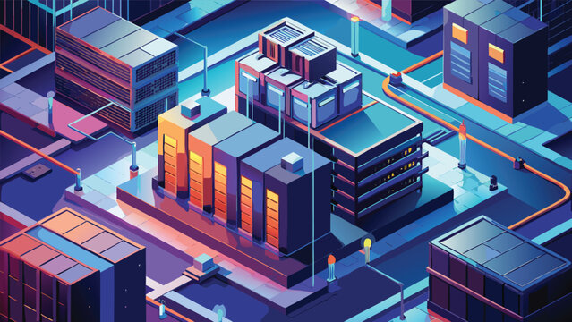 Isometric industrial manufacturing plant and factory complex with isometric industrial manufacturing infrastructure production industry technology building processing engineering automated