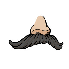 Cartoon human nose and thick mustache illustration PNG
