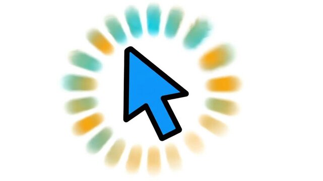 Computer mouse cursor with colorful circular loading progress indicator