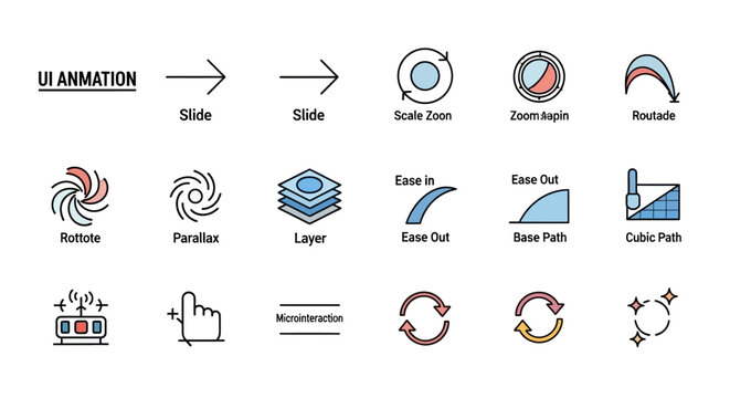 Interactive UI animation and micro-interaction icons.