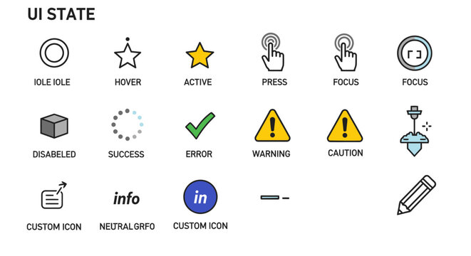 Multi-purpose UI feedback and alert icon collection.