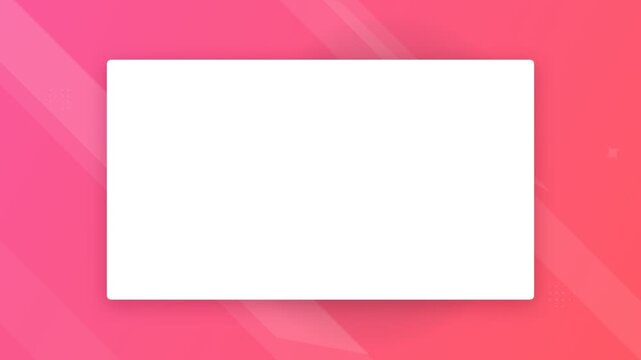 White placeholder frame on a vibrant pink gradient background with geometric shapes