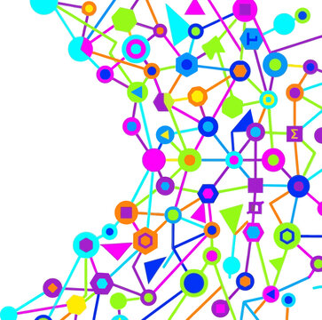 Colorful Abstract Geometric Network Connection on White Background