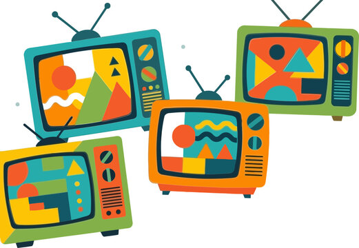 Retro Cartoon Television Sets with Blank Space for Text Illustration