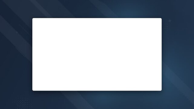 White frame placeholder on dark blue abstract geometric background for video