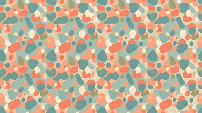 Abstract seamless pattern with organic shapes in coral and teal