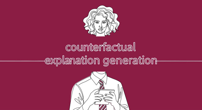 AI concept: Counterfactual explanation generation, headless man with phone, woman's head