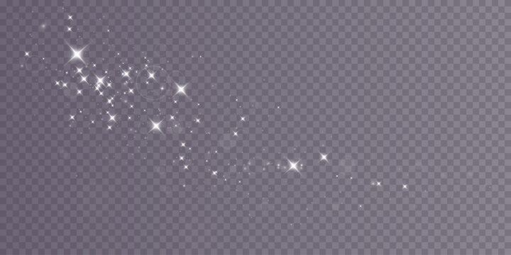 Ethereal cosmic sparkles pattern with glowing stars on transparent background for creative designs