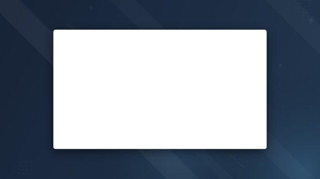 White rectangular frame placeholder on a dark blue abstract background with lines