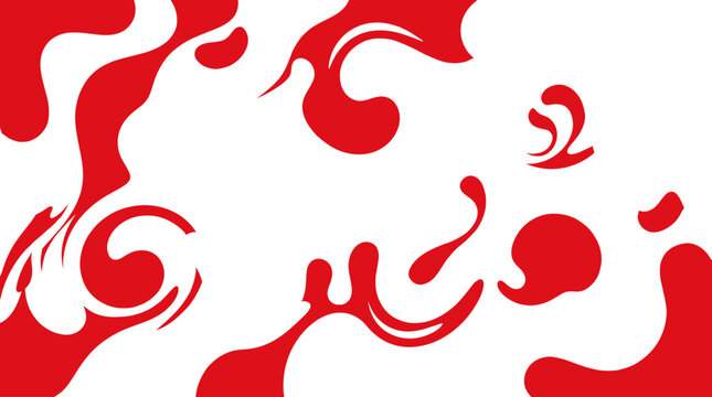 Abstract Red Fluid Liquid Blobs and Swirls on a Minimalist White Background
