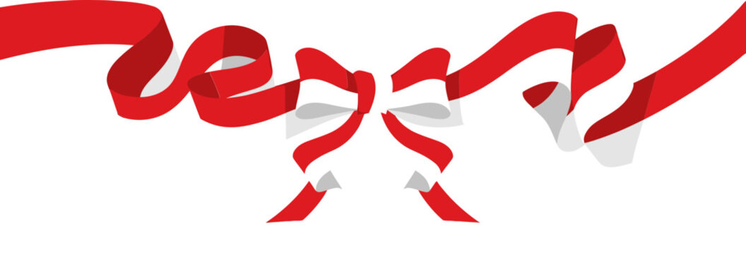 Indonesian Flag Red and White Ribbon Bow Design for Independence Day Celebration