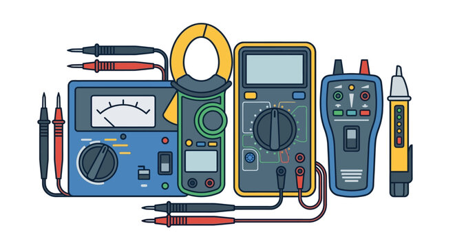 Electrical Testing Tools and Multimeter Icon Set