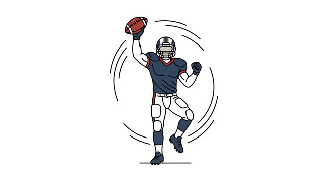 American Football Player Celebrating Touchdown Vector Illustration
