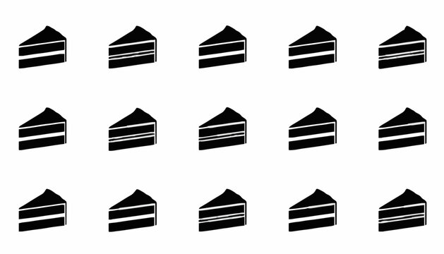 Cake Slice Silhouette Icon Set Collection Isolated on White Background