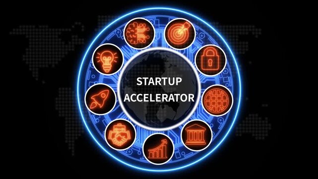 startup accelerator digital. marketing data. Business, Technology, Internet and network concept. Webinar. overseeing project management practices, processes, and methodologies. 4k 