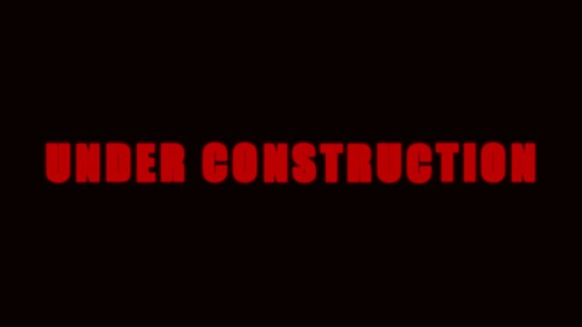Red Under Construction Animated Text with Glitch Effect on Black Background for Website Maintenance Screen