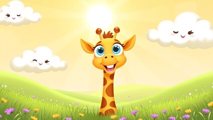 Naklejka premium Happy Cartoon Giraffe