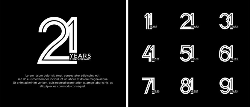 anniversary vector logo set, white color can be use for celebration