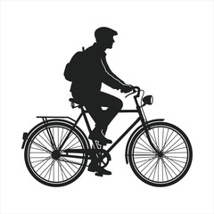 Fototapeta premium A black silhouette illustration of a man riding his bicycle