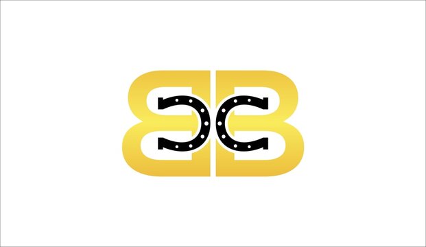 Modern BB, BC, CB Letter Logo with Horseshoe Symbol for Blacksmith, Equestrian and Industrial Branding