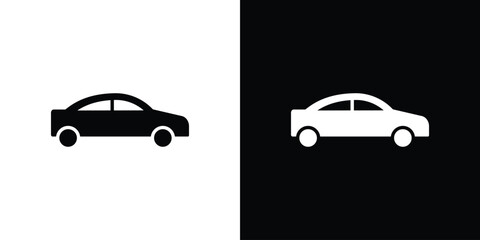 Fototapeta premium Car side view icon outline pictogram series