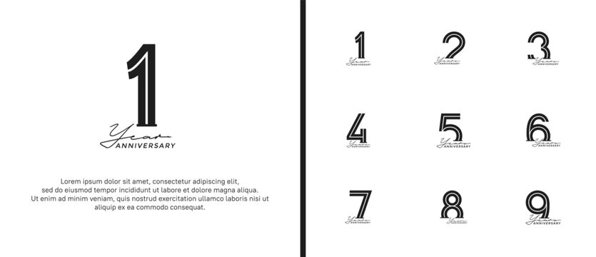 anniversary vector logo set, black color with handwriting can be use for celebration