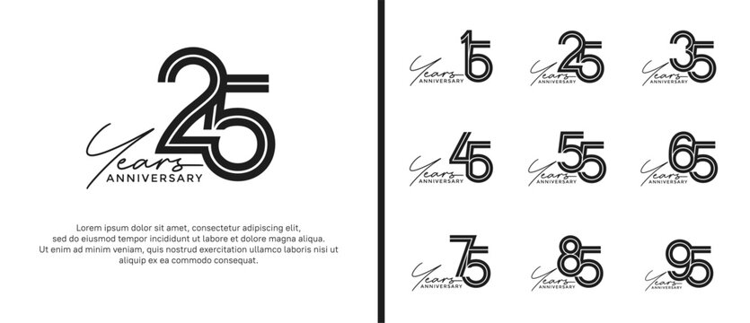 anniversary vector logo set, black color with handwriting can be use for celebration