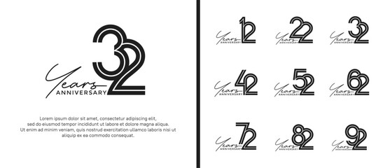 Fototapeta premium anniversary vector logo set, black color with handwriting can be use for celebration
