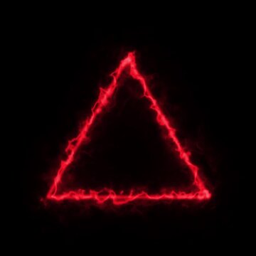 Fire Neon Triangle Frame Border Animation with Glowing Energy Loop on Black Background