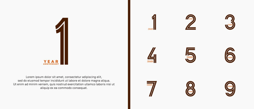 anniversary vector logo set, brown color can be use for celebration