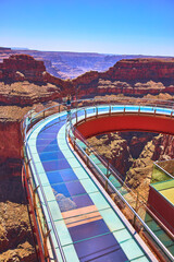 Grand Canyon West Skywalk Glass Walkway Overlook and Canyon Cliffs Arizona