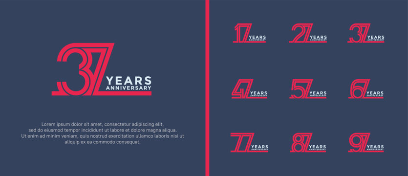 anniversary vector logo set, pink and white color can be use for celebration