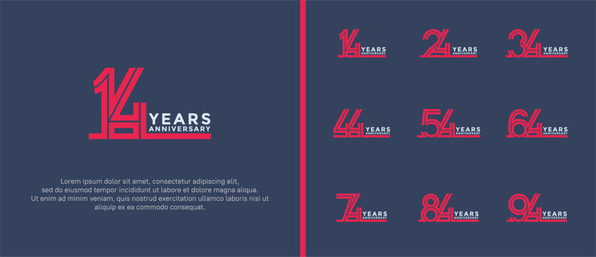 anniversary vector logo set, pink and white color can be use for celebration