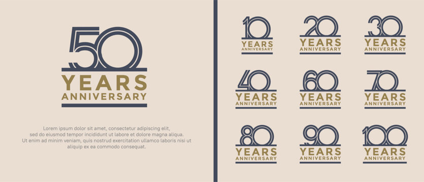 anniversary vector logo set, black and brown color can be use for celebration