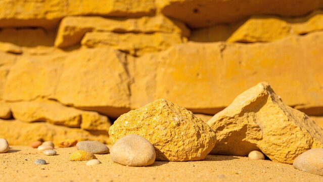 Close-Up Texture of Yellow Natural Stones