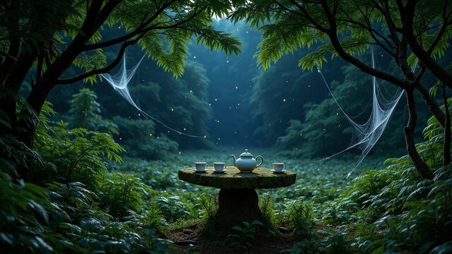 Glowing Firefly Forest Night Scene