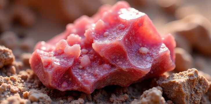 Close-up of Sahara rose mineral, intricate detail, earth, aragonite, brown