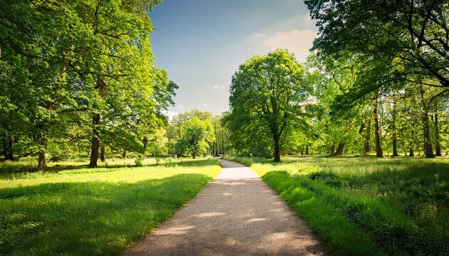 gruner naturpfad in berlin treptow mit ruhiger parklandschaft und sommerlicher atmosphare