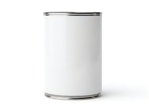 Blank metal food can mockup for product branding isolated on white background