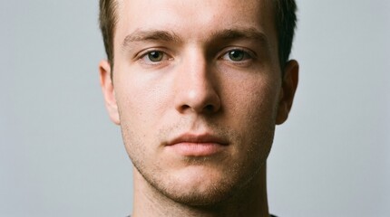 Naklejka premium Close up portrait of a young man with green eyes and light stubble