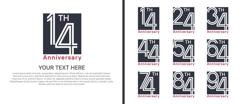 anniversary logo set with square. black color on white background for celebration moment