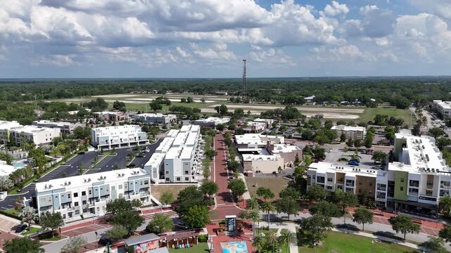Apartments and homes atbCenter Lake Park in downtown Oviedo in Seminole County, Florida.