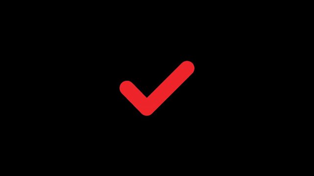 Red Animated Check Mark Icon with Transparent Background