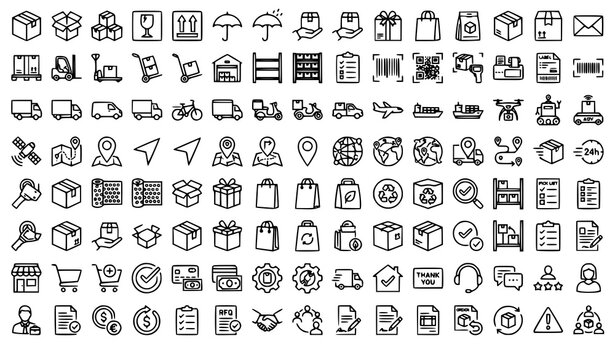 Editable Delivery Line Icons Collection Thin Stroke Logistics Vector Set for Web and Mobile Apps
