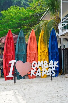 Malaysia, Terengganu - July 20, 2025 I love Ombak Kapas, a resort name in Pulau Kapas
