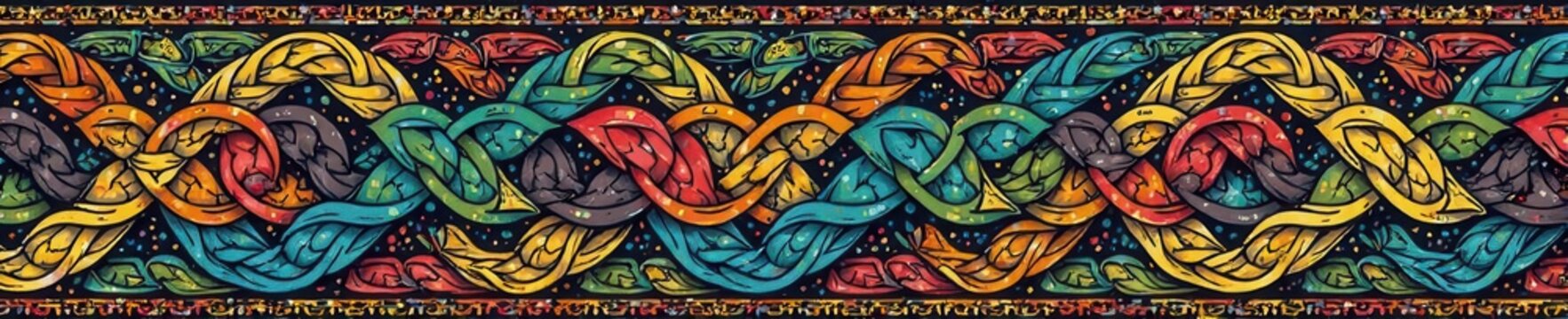 Intricate Irish Celtic braid frame, vector seamless pattern set , file, celebration